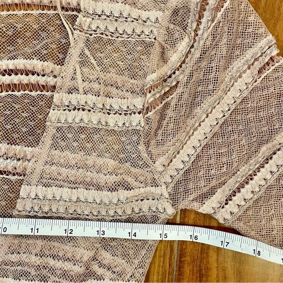 Zara Knit & Lace Wrap Dress Long Blush Pink Semi-Sheer V-Neck Size Small - Picture 16 of 16